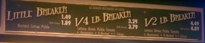 Breaker Drive-Inn menu page 1